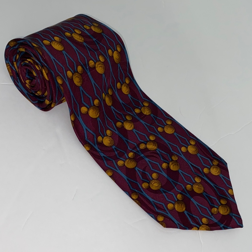 Walt Disney World Elegant Burgundy and Gold Patterned Tie - Picture 6 of 7